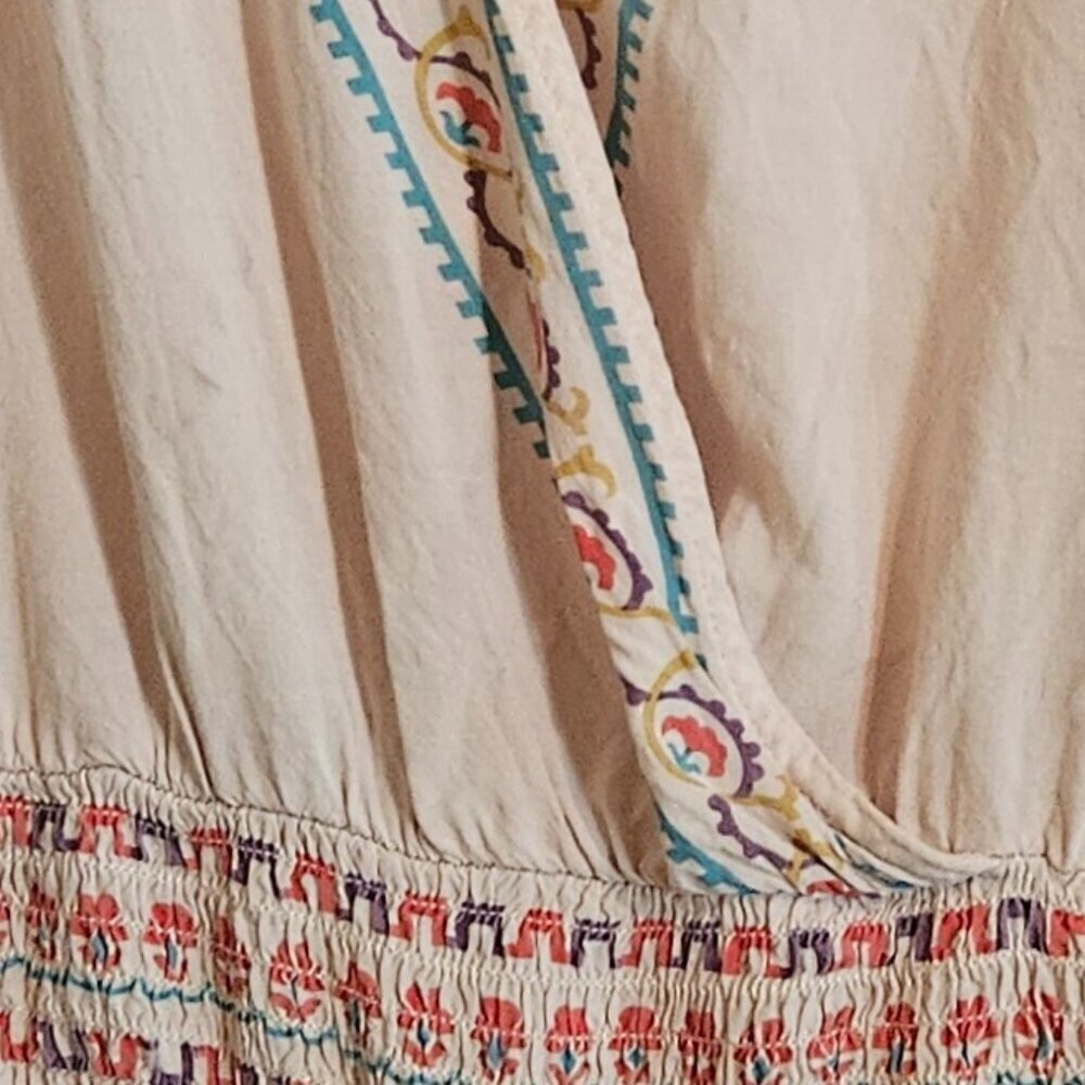 Flying tomato lined lightweight short romper Beige Colorful Aztec design L - Picture 2 of 7